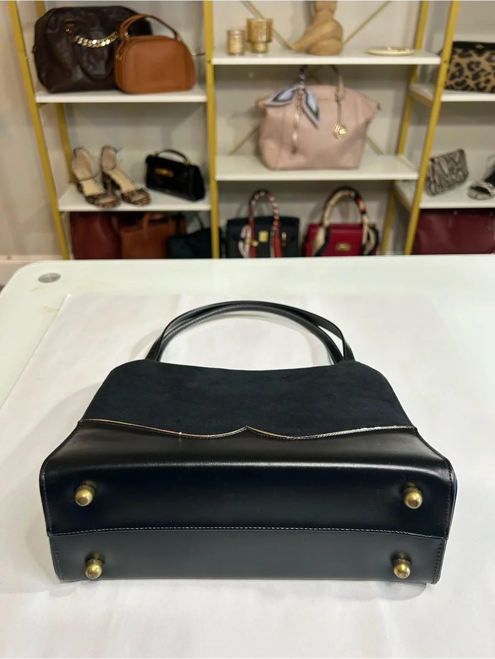 Life Stride 1950’s Vintage Black Suede & Simulated Leather Women's Handbag - Picture 9 of 14